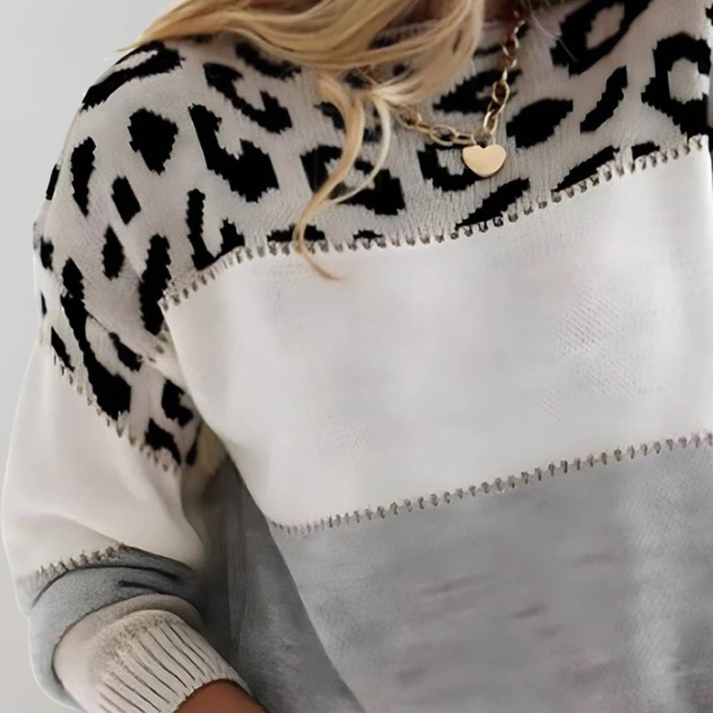 PASCA | Sweter Casual w Wzór Leoparda