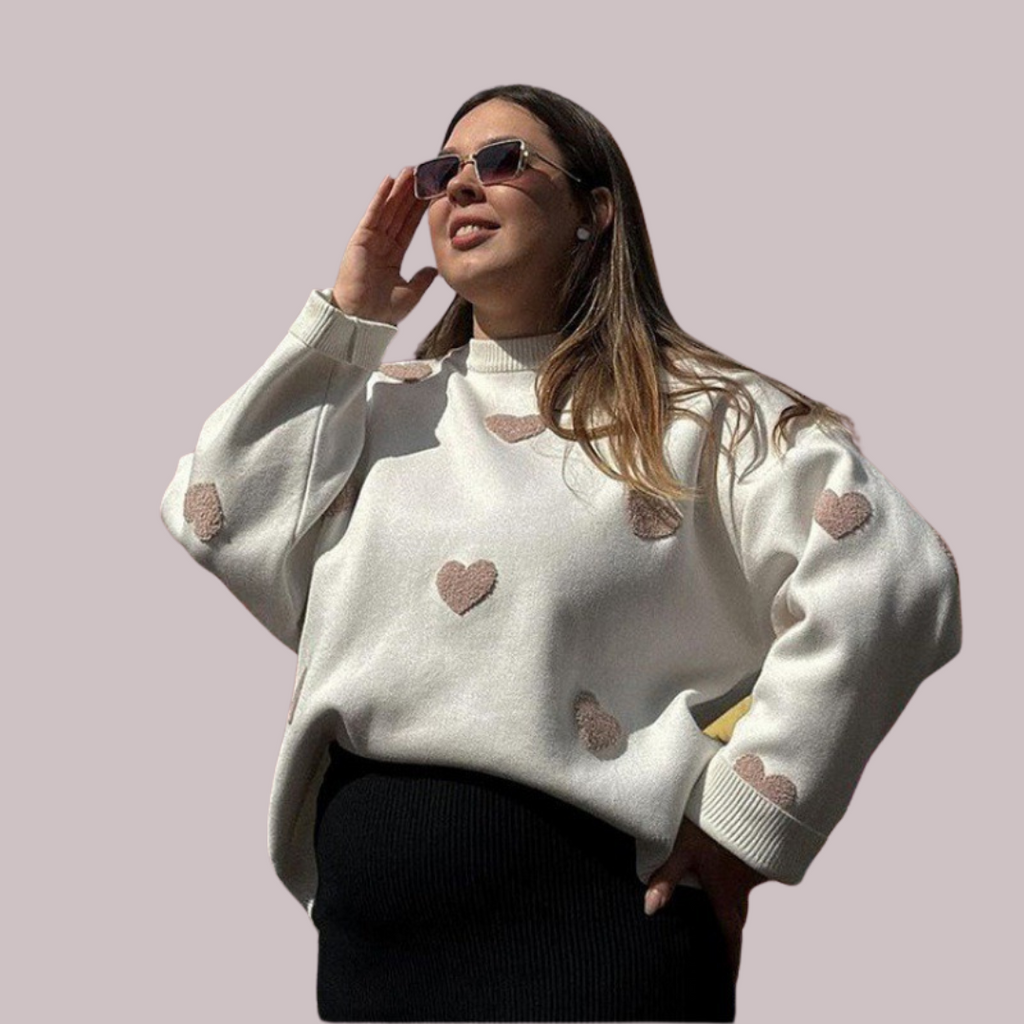 MILU | Sweter z mieszanki bawełny z serduszkami