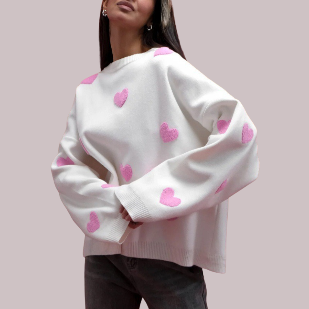 MILU | Sweter z mieszanki bawełny z serduszkami