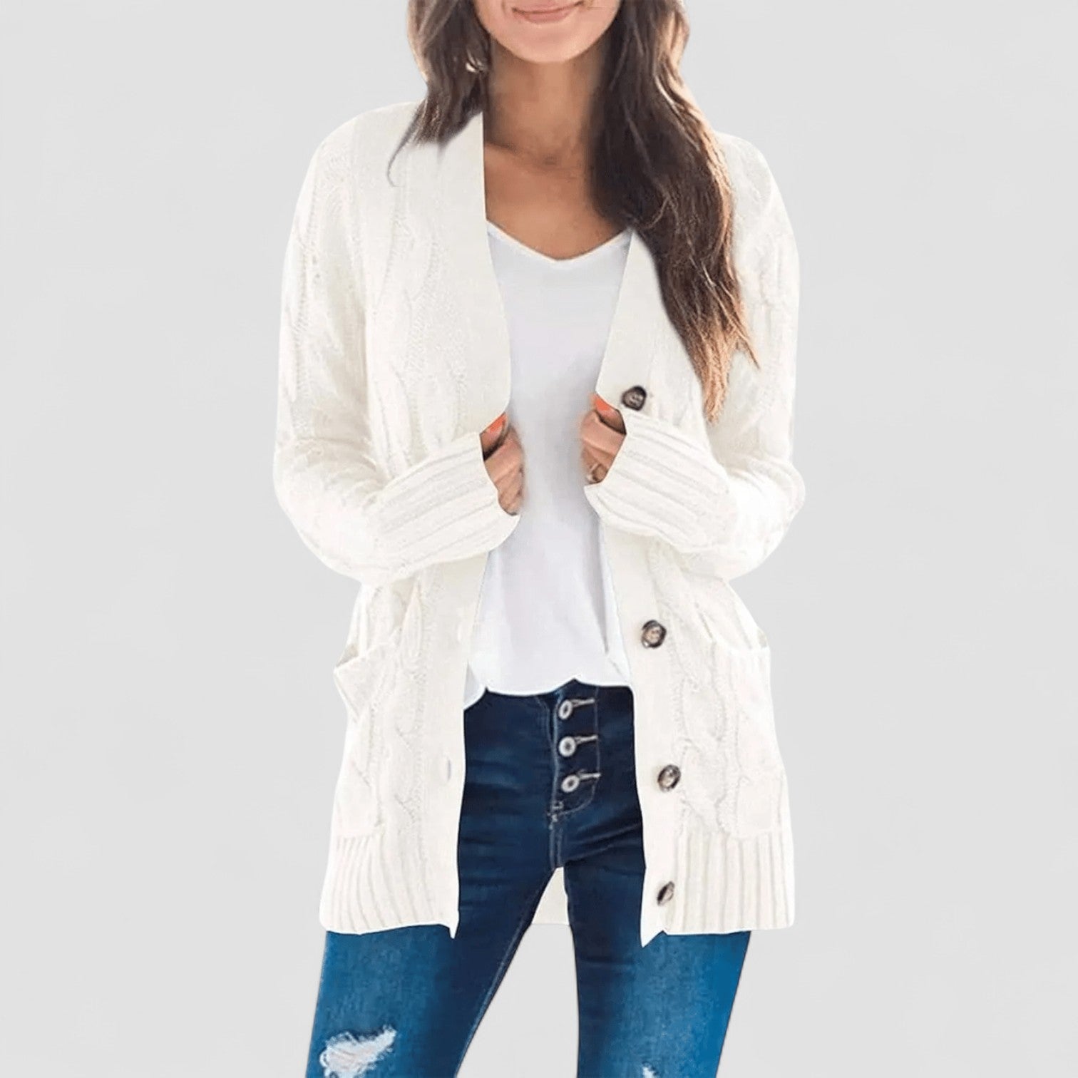 MARZENA | Przytulny Kardigan w Warkocze